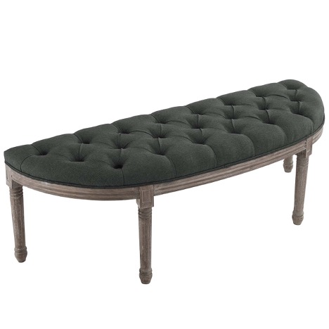 French Semi-Circle Vintage Upholstered Bench